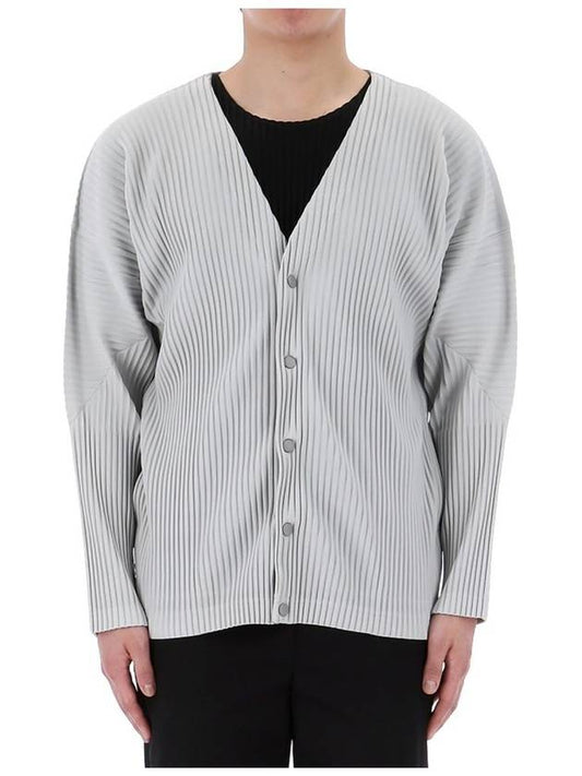 V-Neck Pleated Cardigan Grey - ISSEY MIYAKE - BALAAN 2