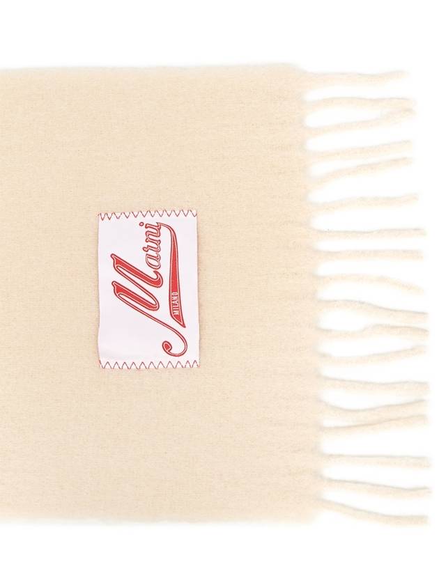 Logo Patch Knit Alpaca Muffler Beige - MARNI - BALAAN 7