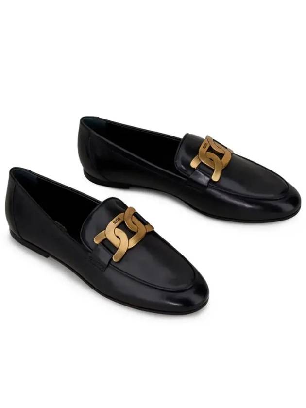 Kate Metal Logo Leather Loafers Black - TOD'S - BALAAN 3