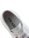 Triangle Logo Leather Low-Top Sneakers White Red - PRADA - BALAAN 8