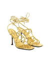 Rockstud Net Sandal Heels Gold - VALENTINO - BALAAN 3