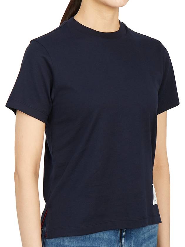 Logo Patch Lightweight Jersey Relaxed Fit Short Sleeve T-Shirt Navy - THOM BROWNE - BALAAN 6