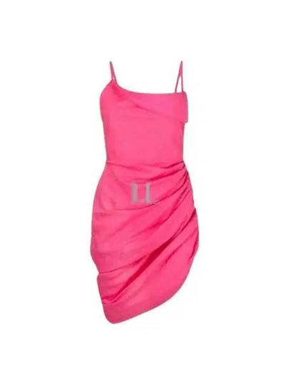 La Robe Saudade Asymmetric Draped Midi Dress Pink - JACQUEMUS - BALAAN 2