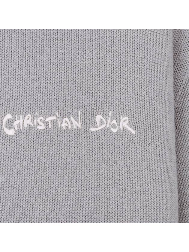 Embroidered Tag Logo Knit Top Grey - DIOR - BALAAN 7