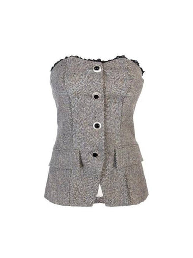 Aika Herringbone Bustier Sleeveless Grey - ANDERSSON BELL - BALAAN 1