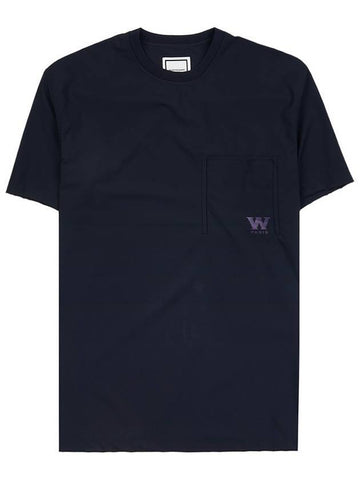 Nylon String Back Logo Short Sleeve T-Shirt Navy - WOOYOUNGMI - BALAAN 1