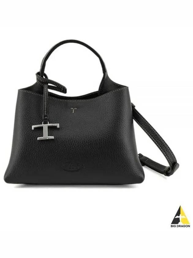 Logo Charm Leather Micro Tote Bag Black - TOD'S - BALAAN 2