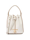 T Timeless Leather Micro Logo Bucket Bag White - TOD'S - BALAAN 1