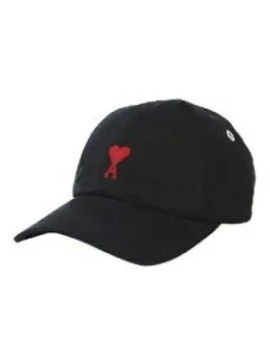 Embroidered Heart Logo Ball Cap Black - AMI - BALAAN 2