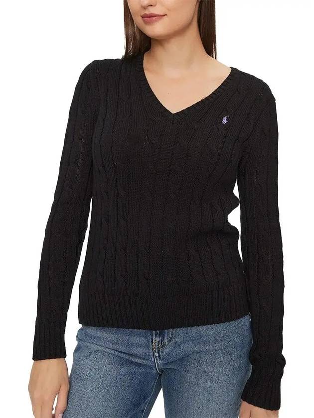 Women's Embroidered Logo Knit Top Black - POLO RALPH LAUREN - BALAAN 3