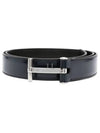 T Buckle Leather Belt Dark Navy - TOM FORD - BALAAN 2