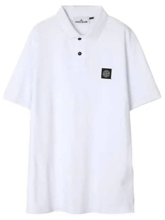 Stretch cotton pique short sleeve polo tee slim fit men s collar - STONE ISLAND - BALAAN 1