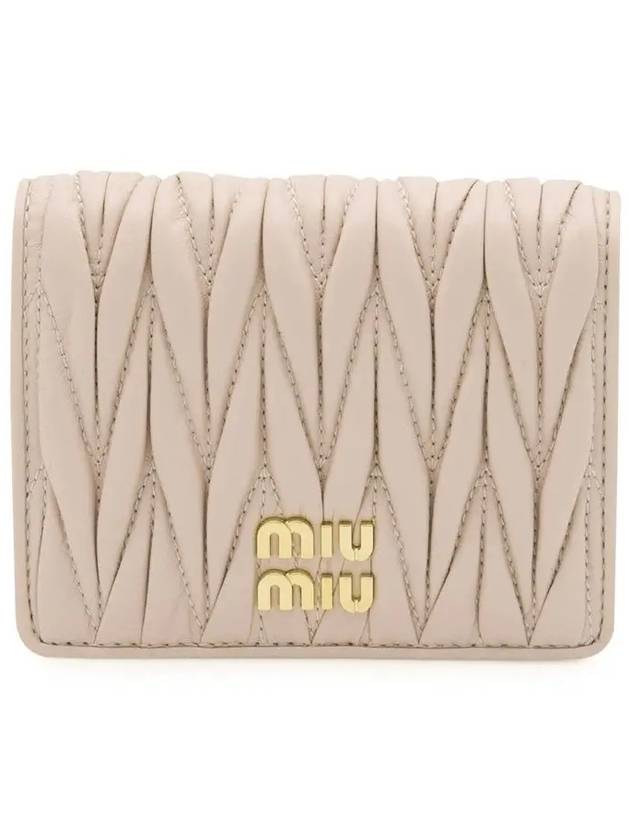 Matelasse Leather Half Wallet Light Pink - MIU MIU - BALAAN 3