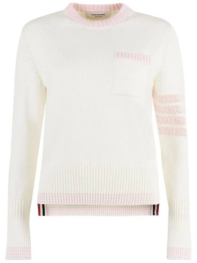 4 Bar Stripe Cotton Sweatshirt White - THOM BROWNE - BALAAN 2