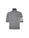 Fine Merino 4 Bar Relaxed Short Sleeve Turtleneck Grey - THOM BROWNE - BALAAN 2