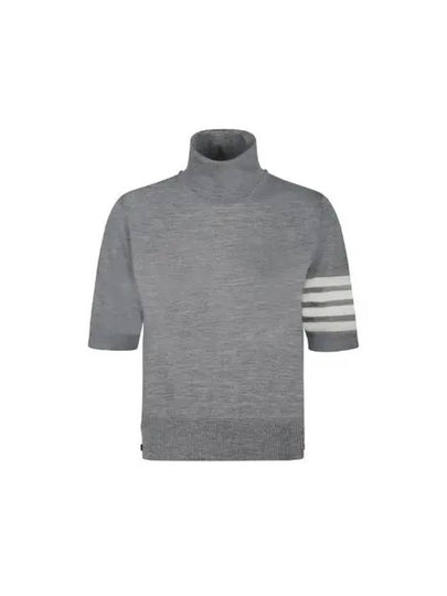 Fine Merino 4 Bar Relaxed Short Sleeve Turtleneck Grey - THOM BROWNE - BALAAN 2