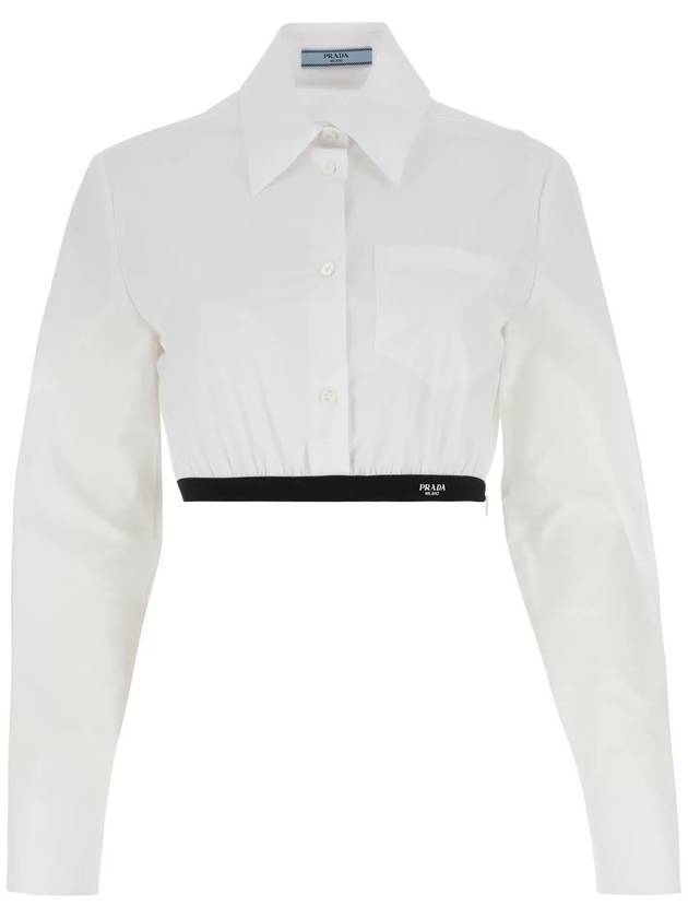 Poplin Crop Shirt White - PRADA - BALAAN.