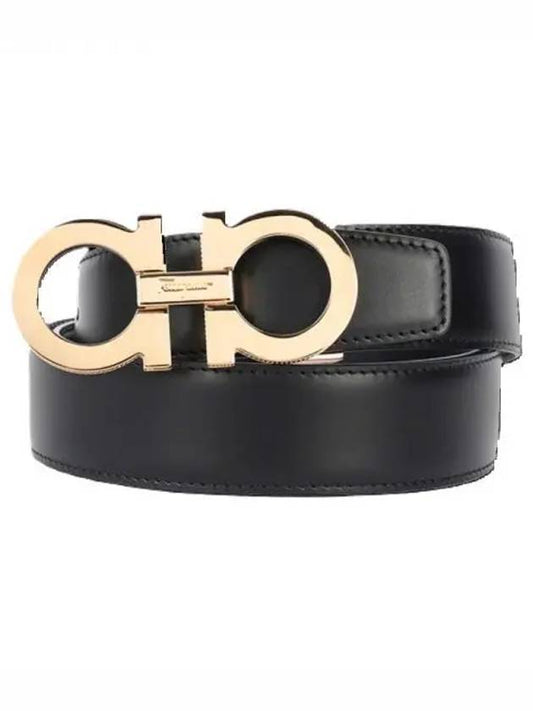 Reversible Gancini Leather Belt Black - SALVATORE FERRAGAMO - BALAAN 2