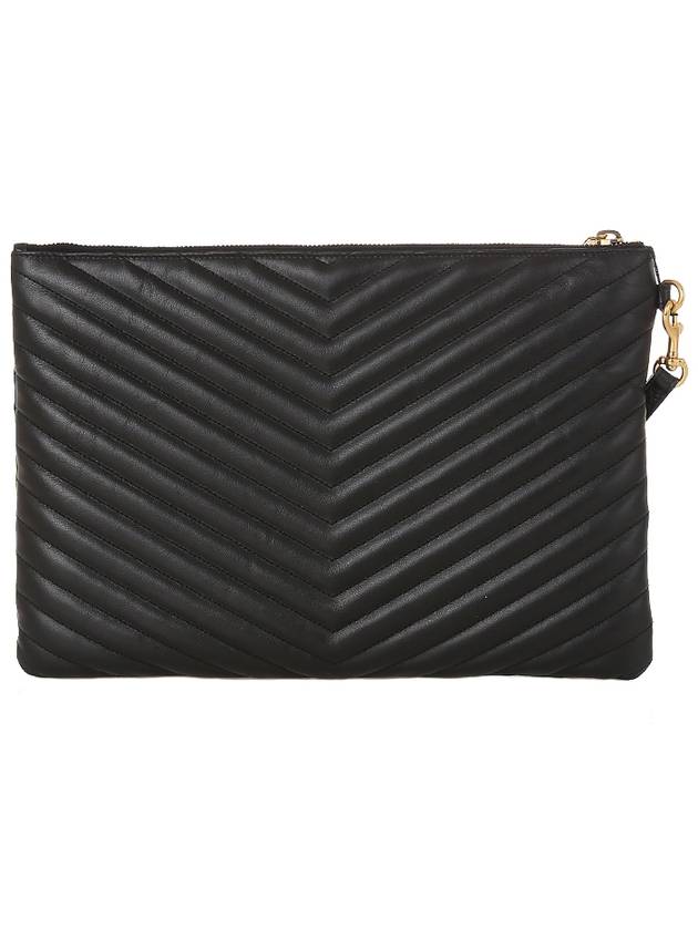 Gold Monogram Matelasse Clutch Bag Black - SAINT LAURENT - BALAAN 4