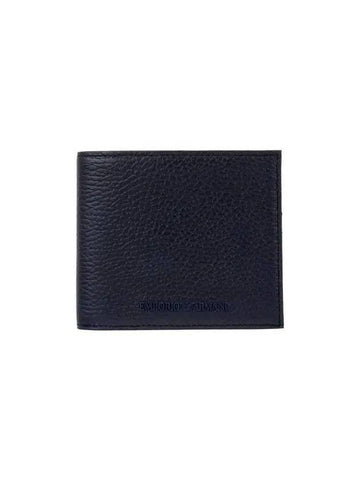 Men s Grained Leather Business Fold Wallet Navy 270100 - EMPORIO ARMANI - BALAAN 1