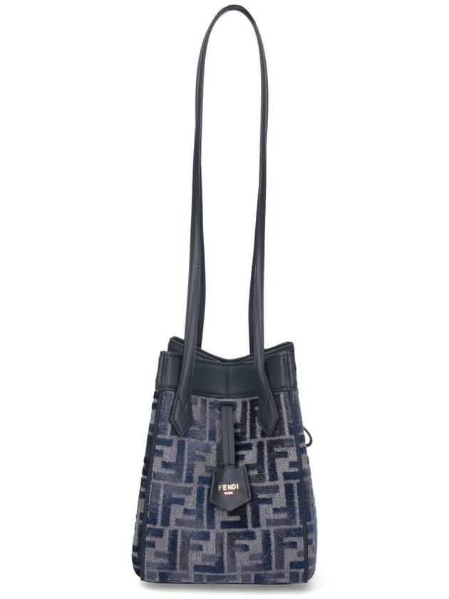 Origami Small FF Chenille Bucket Bag Dark Blue - FENDI - BALAAN 2