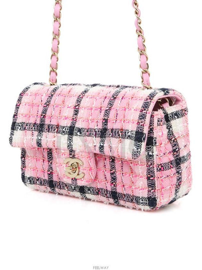 Classic Mini Cross Wool Tweed Gold Pink Clmi Chain Bag A69900 - CHANEL - BALAAN 2