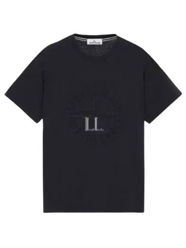 Men's Embroidered Logo Short Sleeve T-Shirt Black - STONE ISLAND - BALAAN 2