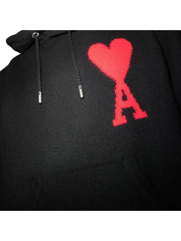 Big Heart Logo Hoodie Black - AMI - BALAAN 5