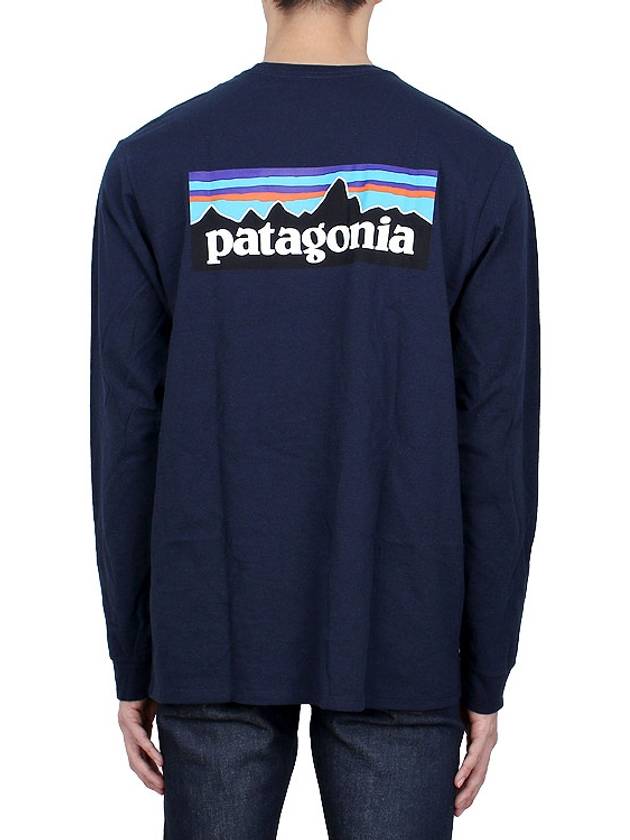 P6 Logo Responsibili Long Sleeve T-Shirt Birch Navy - PATAGONIA - BALAAN 5