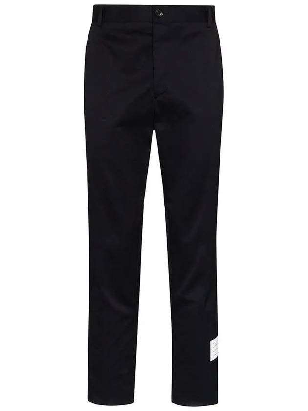 Men's Twill Unconstructed Cotton Straight Pants Navy - THOM BROWNE - BALAAN 3