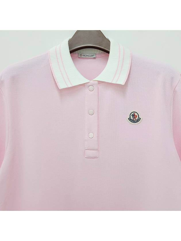 24SS Women's Logo Patch Polo Short Sleeve Tee Pink 8A00003 84720 50B - MONCLER - BALAAN 3