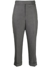 Tab Wool Turn-Up Straight Pants Grey - THOM BROWNE - BALAAN.