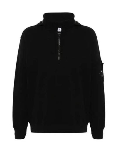 Cotton Fleece Zipped Sweatshirt Black - CP COMPANY - BALAAN 2