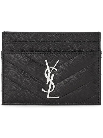 Cassandre Matelasse Card Case In Grain De Poudre Embossed Leather Black - SAINT LAURENT - BALAAN 1