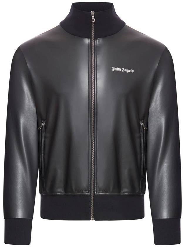 PALM ANGELS LEATHER EFFECT TRACK JACKET - PALM ANGELS - BALAAN 1