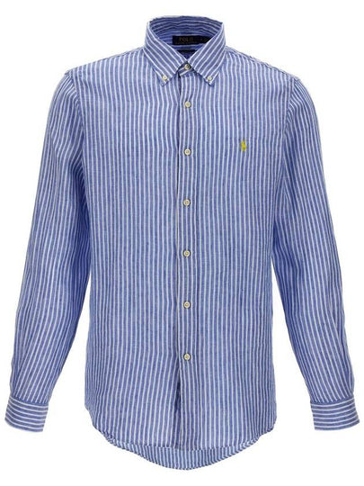 Striped Linen Long Sleeve Shirt Blue - POLO RALPH LAUREN - BALAAN 2