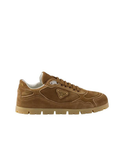 Faded Suede Low Top Sneakers Cinnamon - PRADA - BALAAN 2