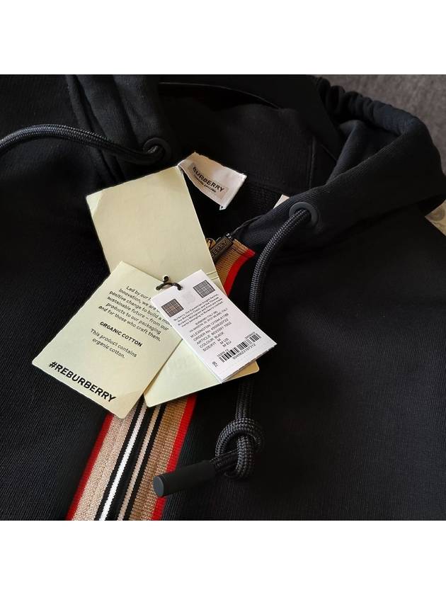 Icon Stripe Zip-Up Hoodie Black - BURBERRY - BALAAN 8