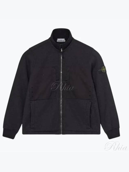 Wappen Patch Cotton Zip Up Jacket Black - STONE ISLAND - BALAAN 2