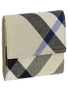 Checked Leather Half Wallet Beige - BURBERRY - BALAAN 2