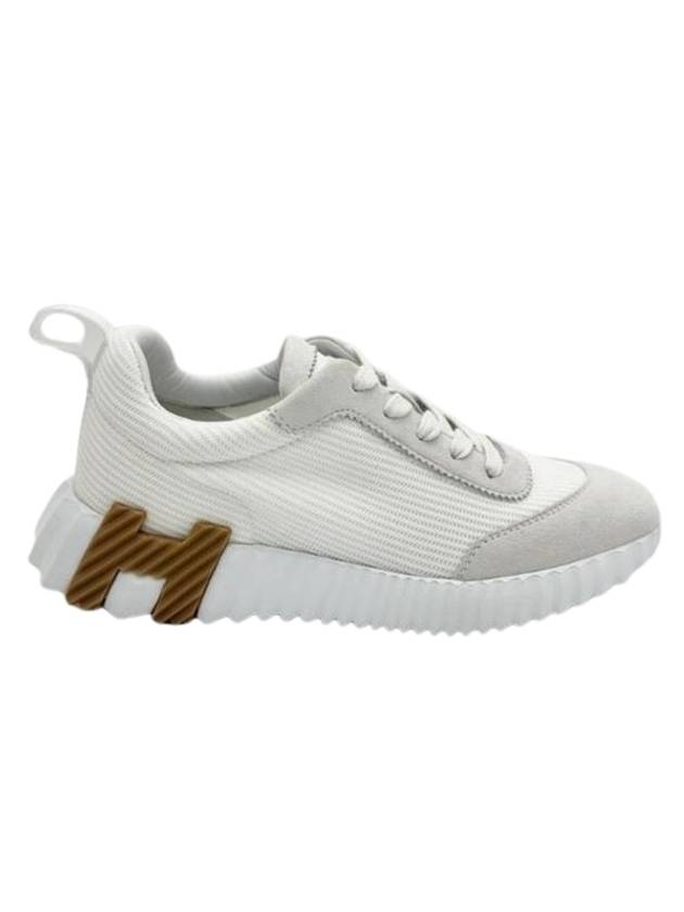 Bouncing Mesh Suede Goatskin Low Top Sneakers Blanc - HERMES - BALAAN 1