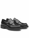 Chocolate Brushed Leather Loafers Black - PRADA - BALAAN 6