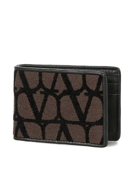 Toile Iconographe Small Fabric Half Wallet Brown - VALENTINO - BALAAN 1