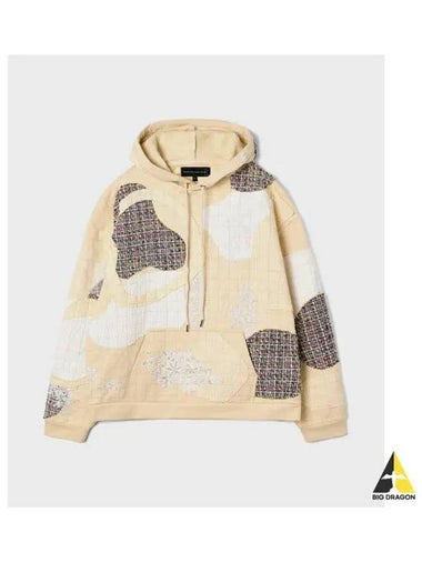 M Tweed Patchwork Hooded Sweatshirt Cream - WHO DECIDES WAR - BALAAN 1