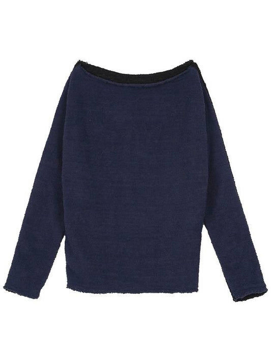 Reversible Boat Neck Boucle Knit Blue Black - HIGH SCHOOL DISCO - BALAAN 2