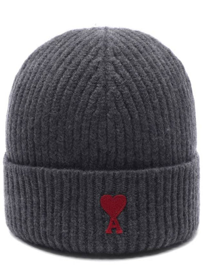 Heart Logo Wool Beanie Heather Grey - AMI - BALAAN 2