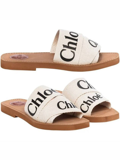 Woody Logo Flat Mule Slippers White - CHLOE - BALAAN 2