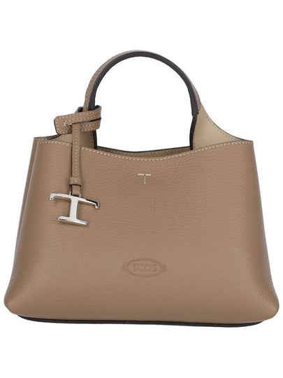 Logo Charm Leather Micro Tote Bag Brown - TOD'S - BALAAN 2