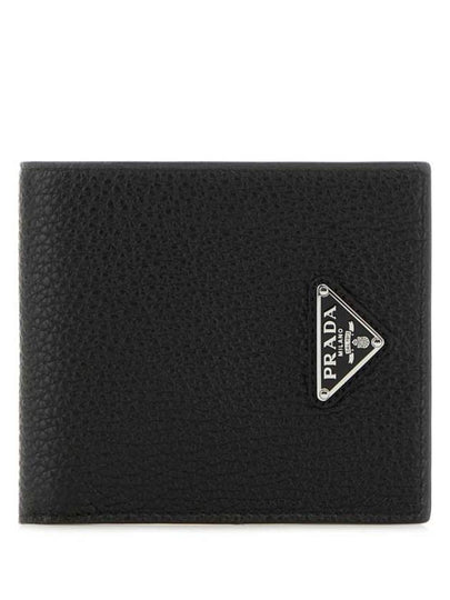 Enamel Triangle Logo Bifold Wallet Black - PRADA - BALAAN 2