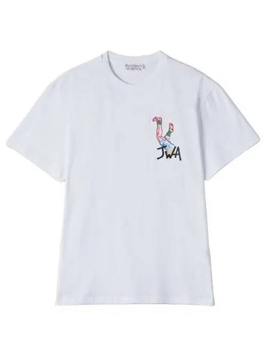Logo graphic embroidered short sleeve t shirt white - JW ANDERSON - BALAAN 1
